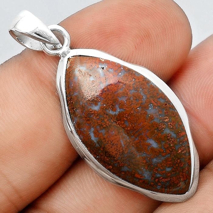 Natural Red Moss Agate Pendant SDP97108 P-1110, 15x28 mm