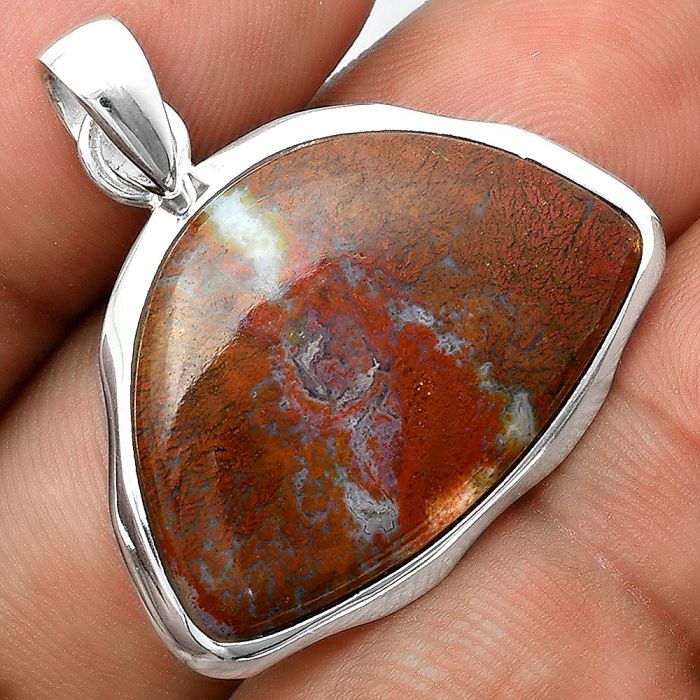 Natural Red Moss Agate Pendant SDP97115 P-1110, 18x26 mm
