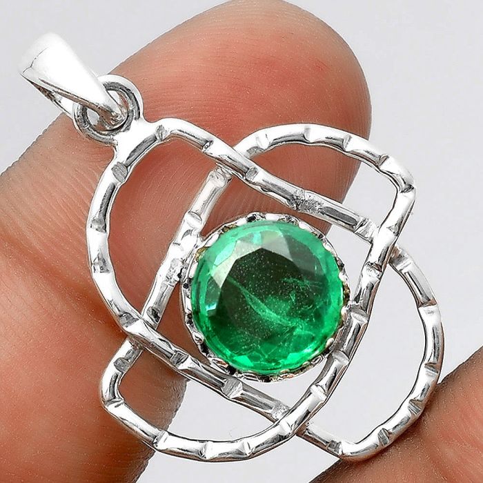 Lab Created Zambian Emerald Pendant SDP97459 P-1370, 10x10 mm