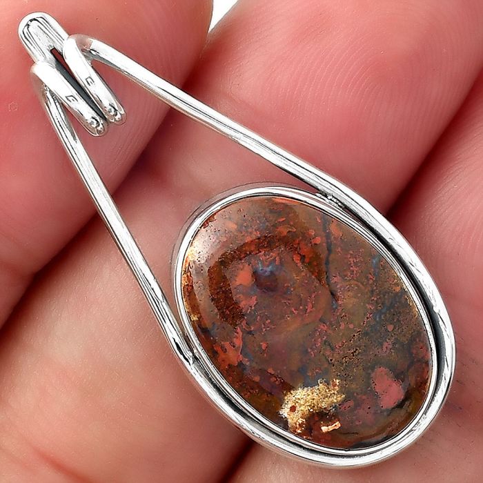 Natural Red Moss Agate Pendant SDP99273 P-1590, 13x19 mm