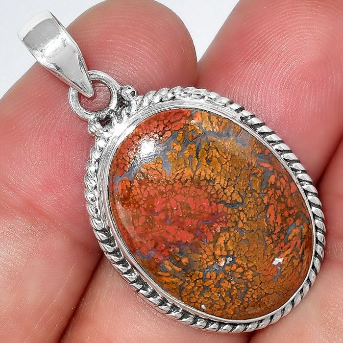 Natural Red Moss Agate Pendant SDP99346 P-1056, 17x23 mm