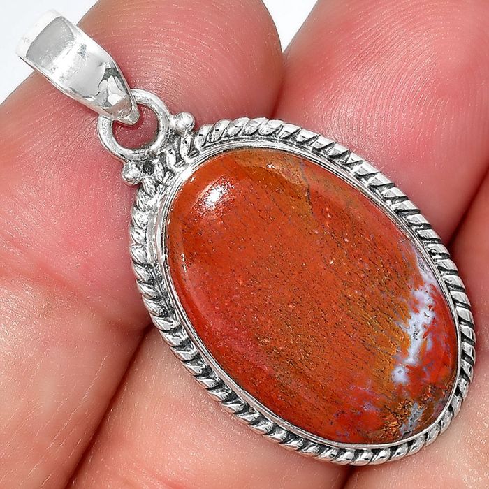 Natural Red Moss Agate Pendant SDP99358 P-1056, 15x24 mm