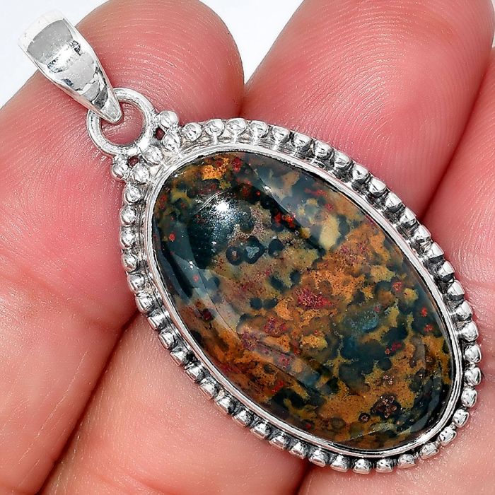 Natural Blood Stone - India Pendant SDP99388 P-1052, 17x27 mm