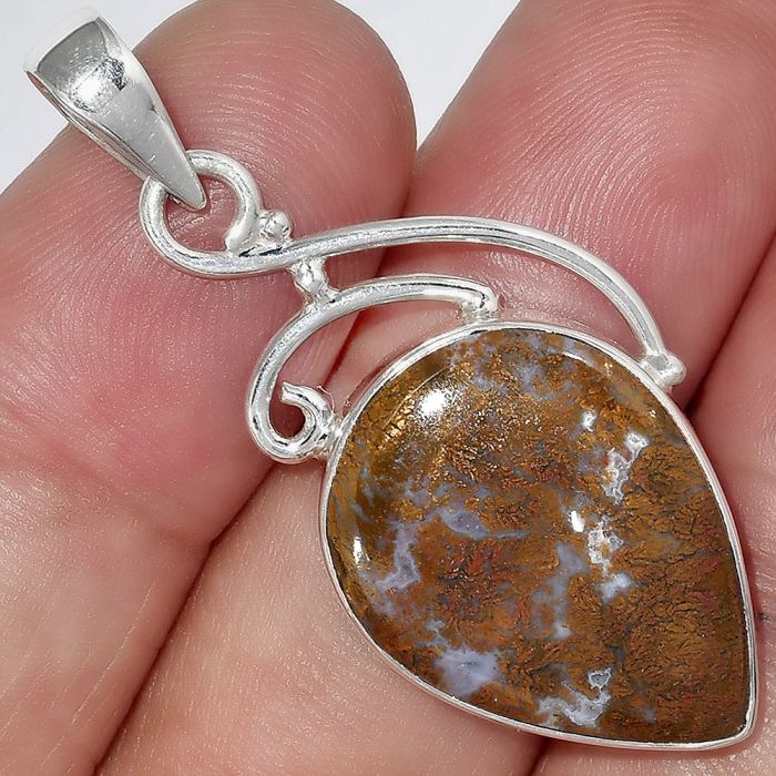 Natural Red Moss Agate Pendant SDP99505 P-1352, 17x22 mm