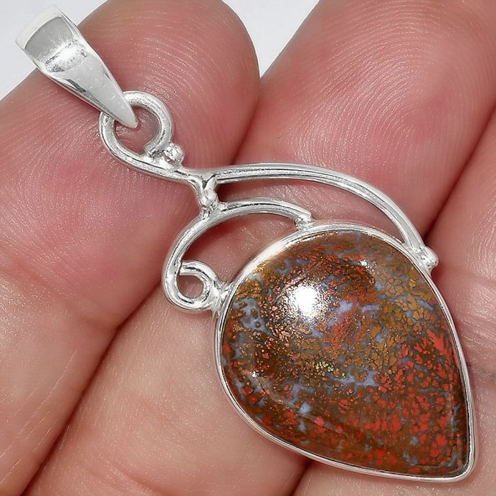 Natural Red Moss Agate Pendant SDP99506 P-1352, 16x21 mm