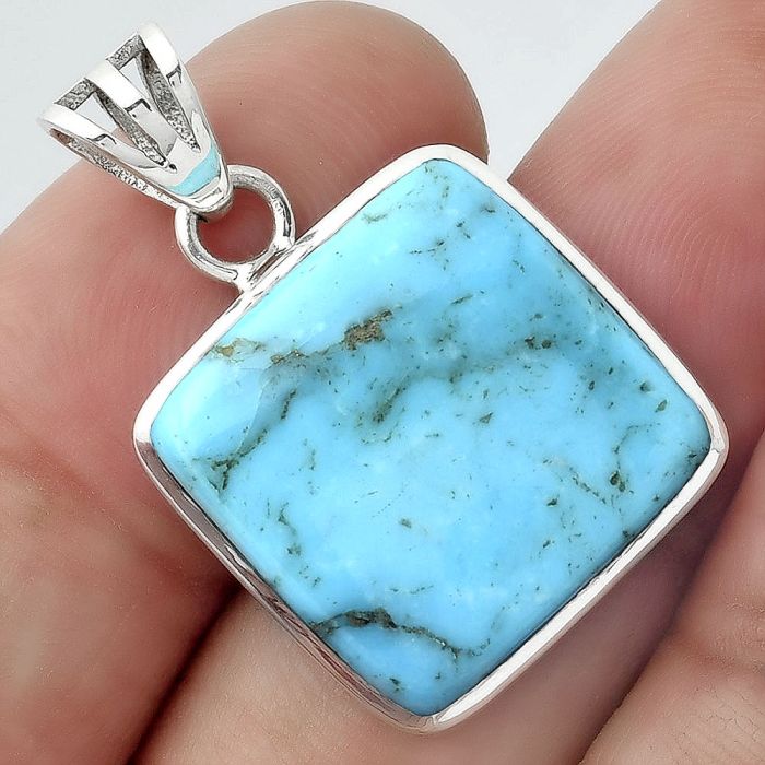 Natural Turquoise Morenci Mine Pendant SDP99697 P-1002, 18x18 mm