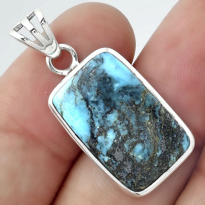 Natural Turquoise Morenci Mine Pendant SDP99702 P-1002, 12x20 mm