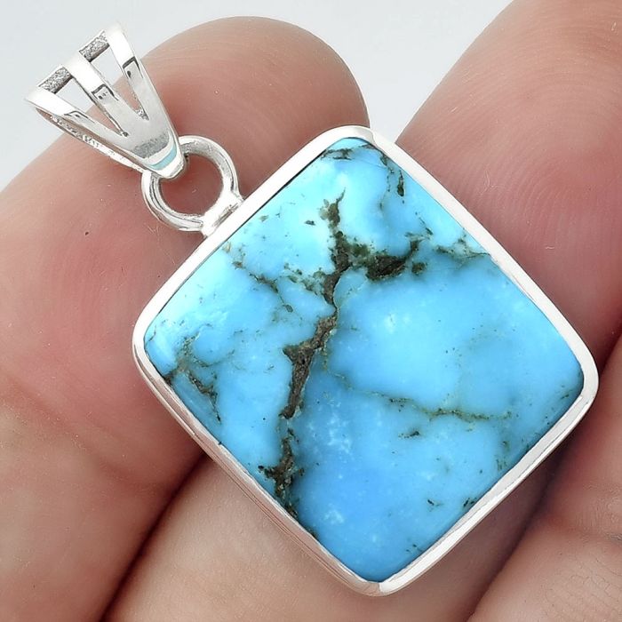 Natural Turquoise Morenci Mine Pendant SDP99703 P-1002, 16x18 mm
