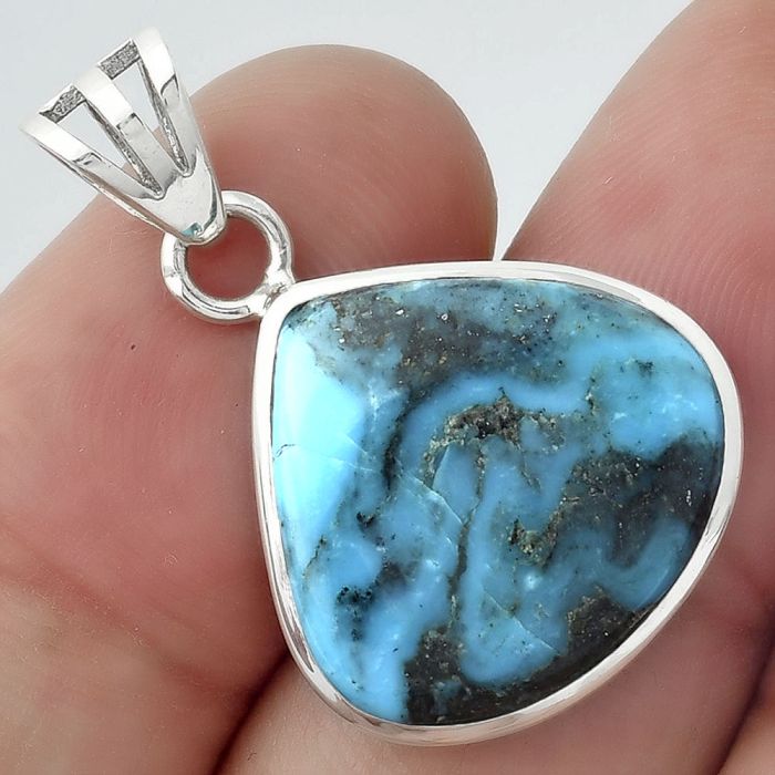 Natural Turquoise Morenci Mine Pendant SDP99704 P-1002, 17x18 mm