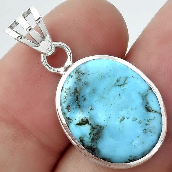 Natural Turquoise Morenci Mine Pendant SDP99705 P-1002, 14x17 mm