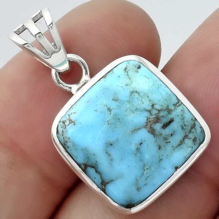 Natural Turquoise Morenci Mine Pendant SDP99713 P-1002, 15x15 mm