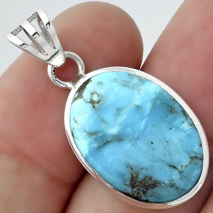 Natural Turquoise Morenci Mine Pendant SDP99714 P-1002, 14x20 mm