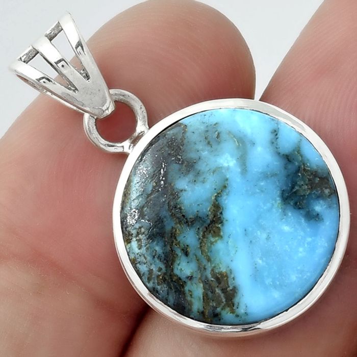 Natural Turquoise Morenci Mine Pendant SDP99727 P-1002, 17x17 mm