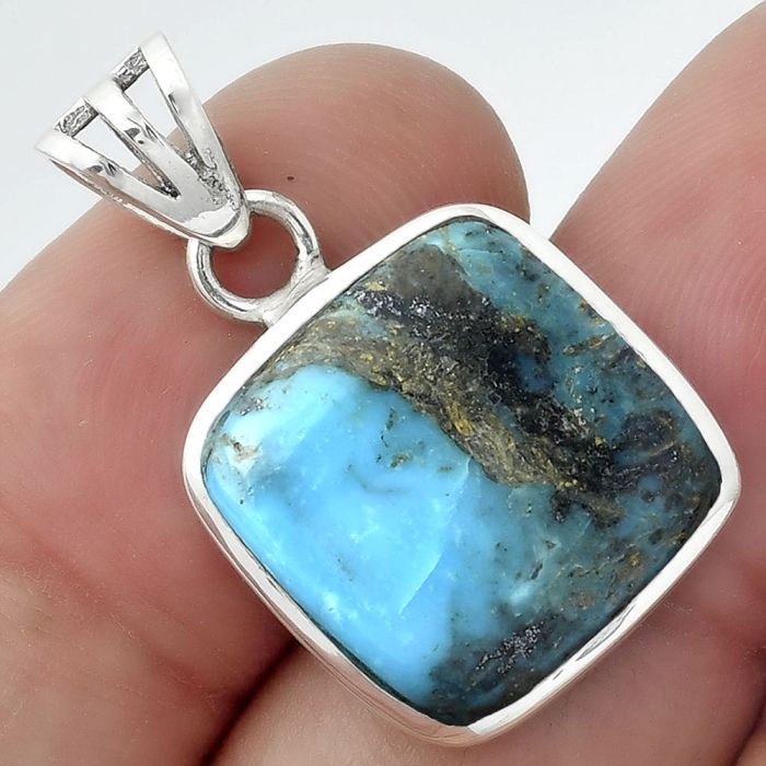Natural Turquoise Morenci Mine Pendant SDP99736 P-1002, 15x15 mm