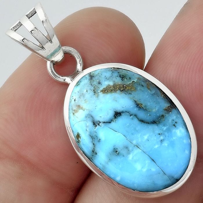 Natural Turquoise Morenci Mine Pendant SDP99745 P-1002, 13x18 mm