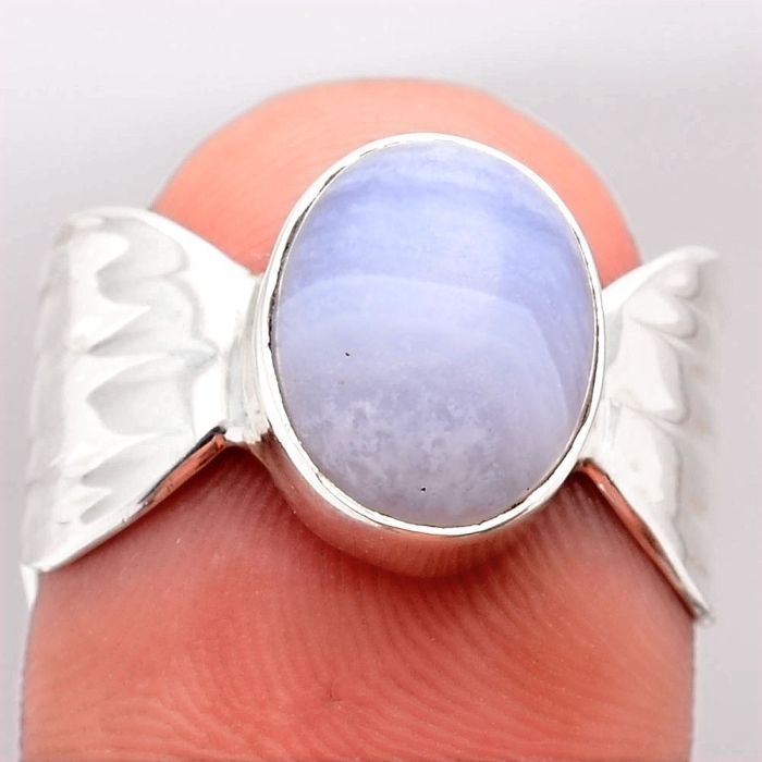 Blue Lace Agate South Africa Ring size-7.5 SDR100086 R-1450, 9x11 mm
