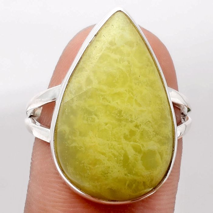 Natural Green Opal Madagascar Ring size-8.5 SDR105429 R-1002, 14x23 mm