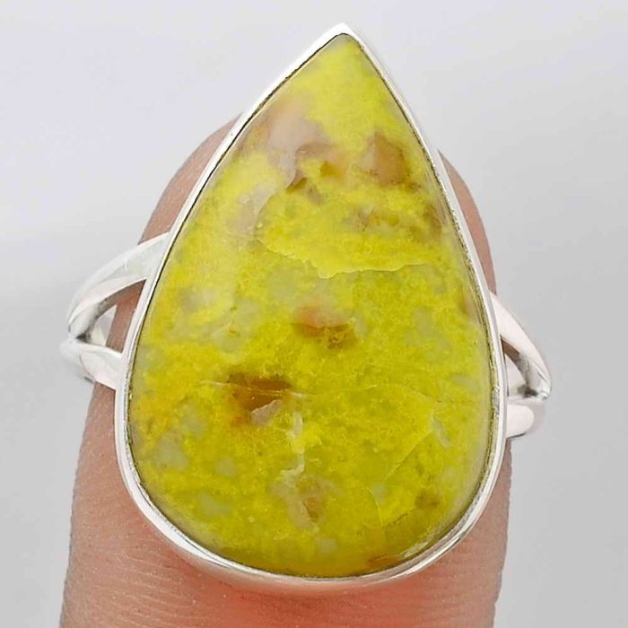 Natural Green Opal Madagascar Ring size-9 SDR105618 R-1002, 15x23 mm