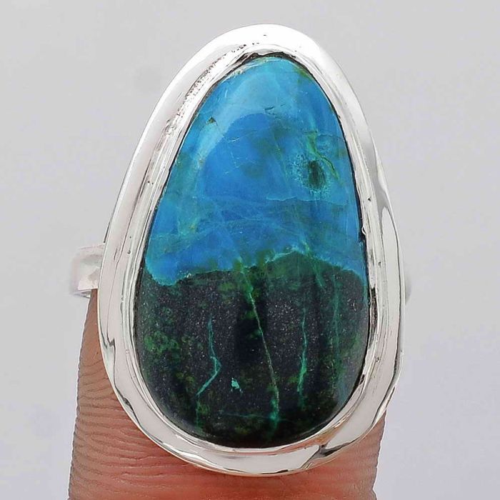 Natural Azurite Chrysocolla Ring size-9 SDR107489 R-1183, 14x24 mm