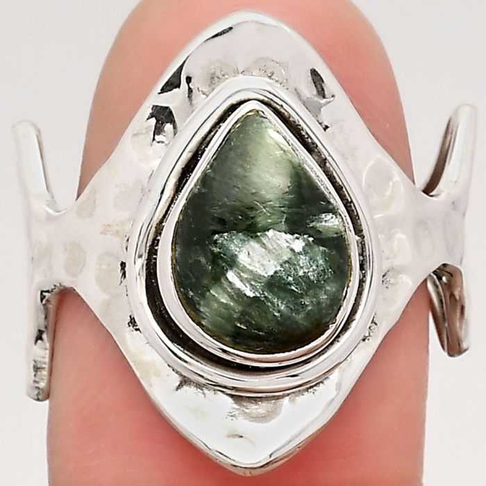 Adjustable - Russian Seraphinite Ring size-6 SDR109982 R-1336, 8x11 mm