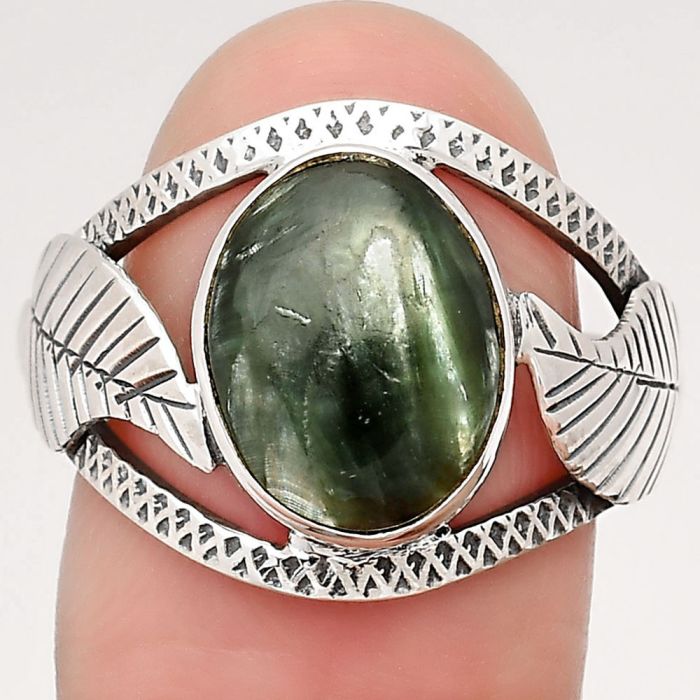 Southwest Design - Russian Seraphinite Ring size-8 SDR110094 R-1360, 9x12 mm