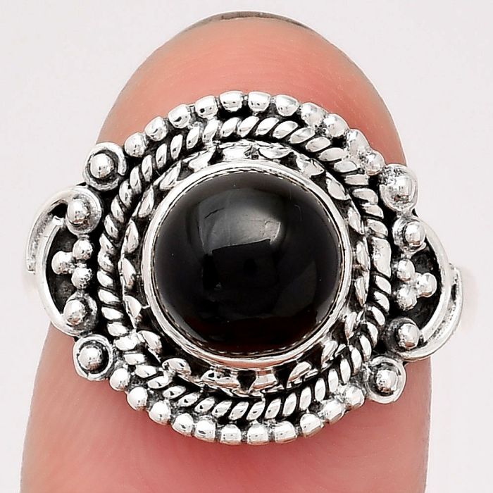 Natural Black Onyx - Brazil Ring size-7 SDR111816 R-1416, 8x8 mm