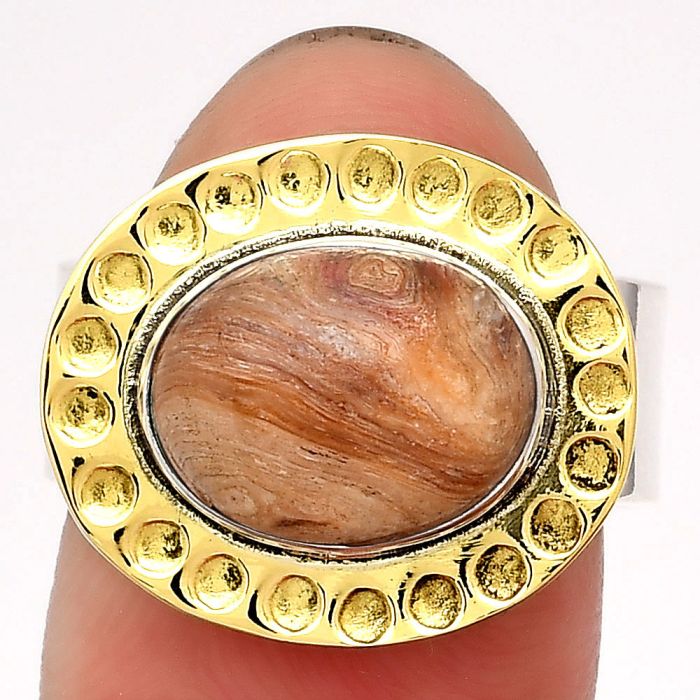 Two Tone - NaturalCaramel Opal Ring size-7.5 SDR111936 R-1662, 10x12 mm