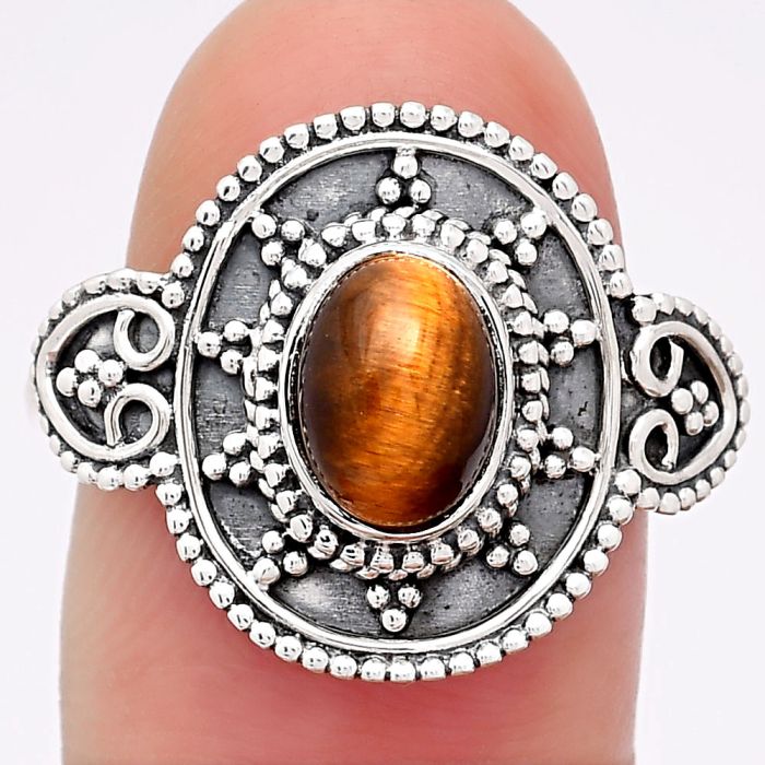 Natural Tiger Eye - Africa Ring size-8 SDR112556 R-1656, 6x8 mm