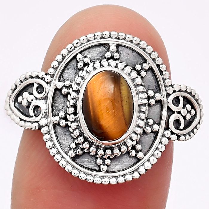 Natural Tiger Eye - Africa Ring size-9 SDR112586 R-1656, 6x8 mm