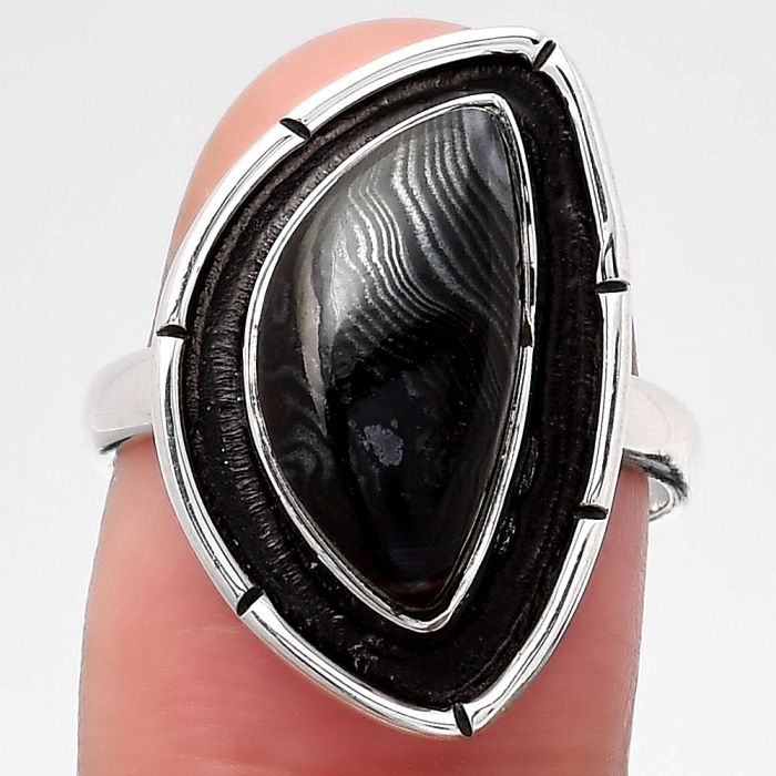 Crown Of Silver Psilomelane - Black Malachite Ring size-7 SDR119410 R-1688, 8x16 mm