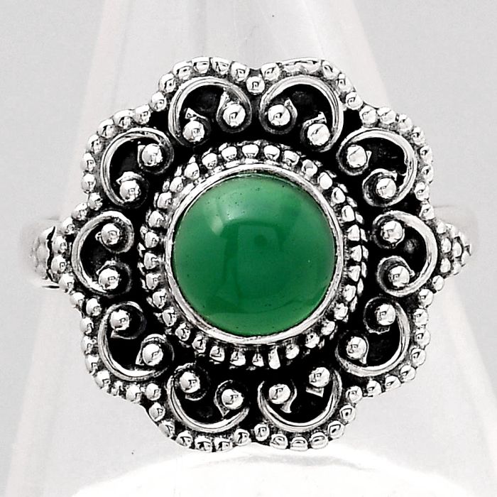 Natural Green Onyx Ring size-7 SDR121038 R-1337, 7x7 mm
