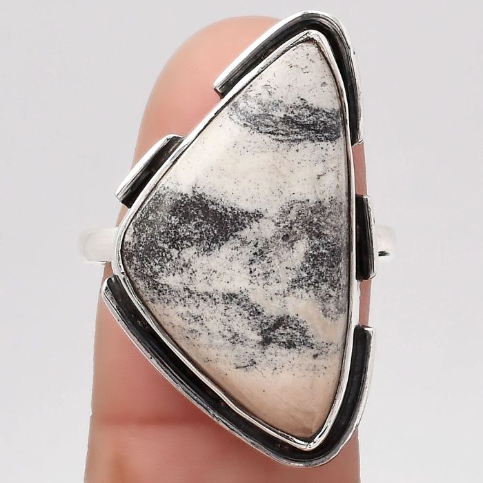 Natural Porcelain Jasper Ring size-8 SDR121573 R-1211, 14x24 mm