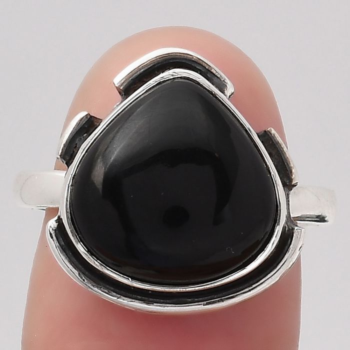 Natural Black Onyx - Brazil Ring size-8 SDR121575 R-1211, 13x13 mm