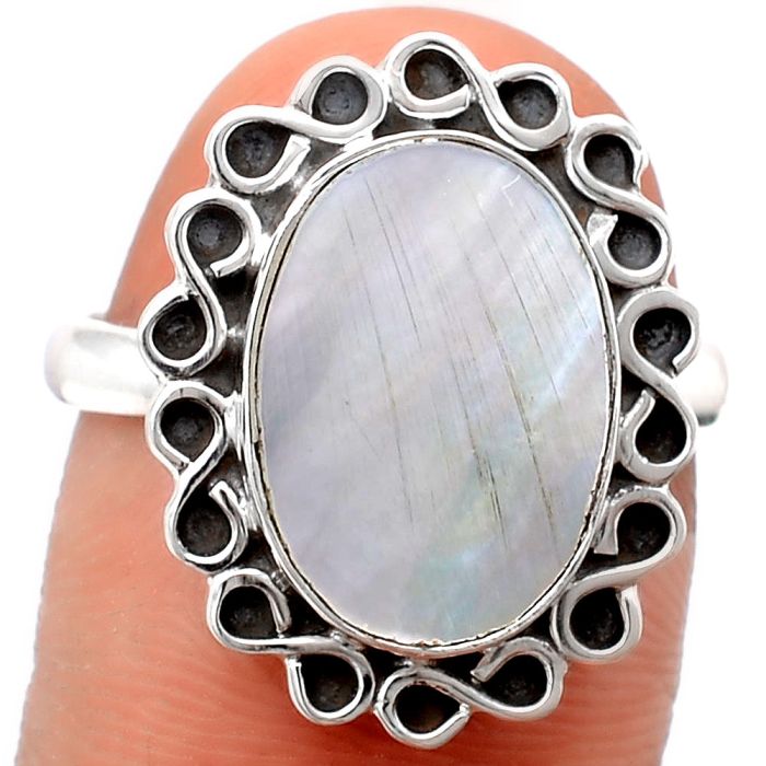 Natural Mother Of Pearl Ring size-8 SDR121821 R-1164, 10x14 mm