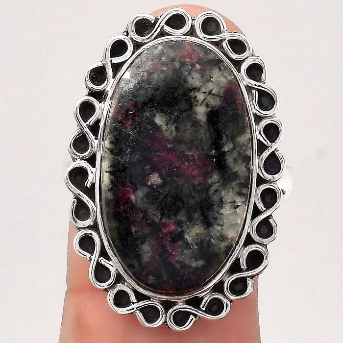 Natural Russian Eudialyte Ring size-9 SDR122201 R-1164, 13x22 mm