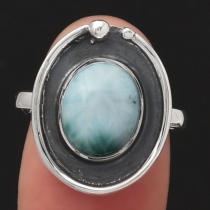 Natural Larimar (Dominican Republic) Ring size-7 SDR122910 R-1168, 9x11 mm
