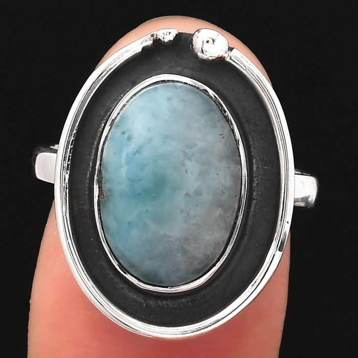 Natural Larimar (Dominican Republic) Ring size-7 SDR123020 R-1168, 9x14 mm