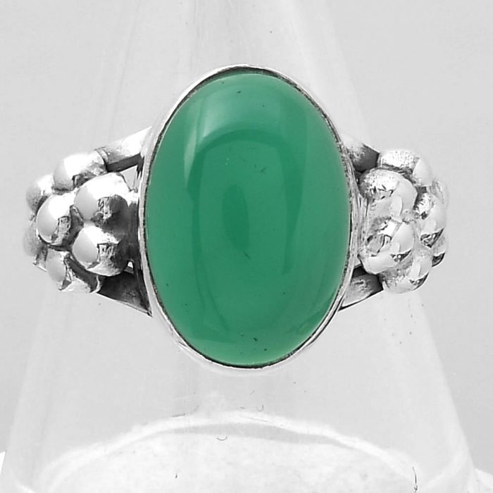 Natural Green Onyx Ring size-7.5 SDR123280 R-1200, 10x14 mm