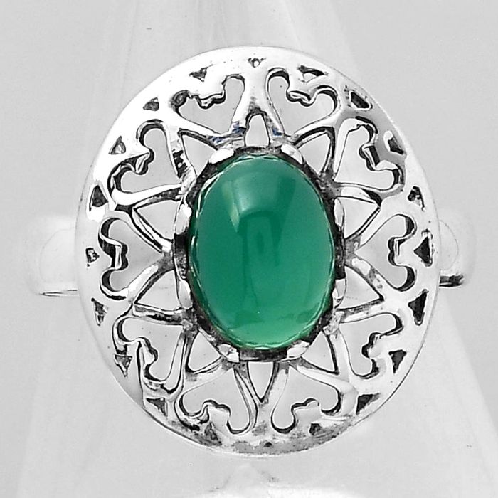 Natural Green Onyx Ring size-8 SDR123307 R-1571, 6x8 mm