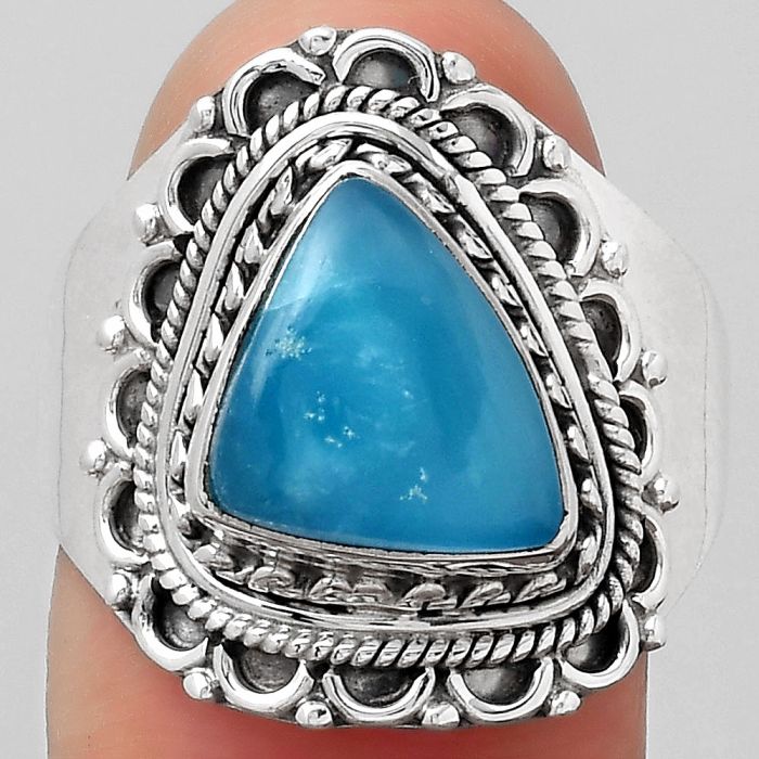 Natural Smithsonite Ring size-9 SDR123384 R-1256, 10x12 mm