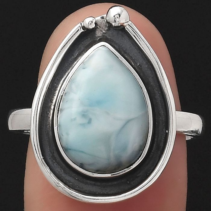 Natural Larimar (Dominican Republic) Ring size-8 SDR123737 R-1168, 9x13 mm