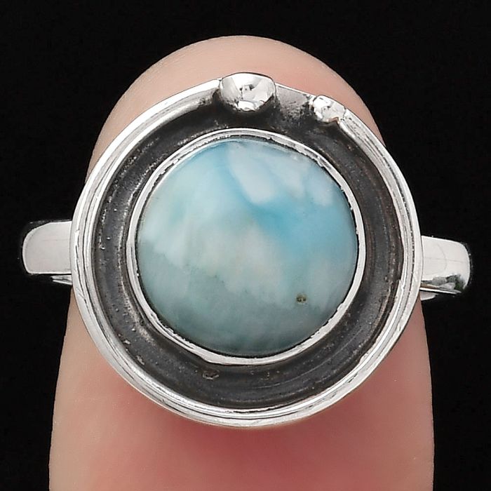 Natural Larimar (Dominican Republic) Ring size-8 SDR123738 R-1168, 10x10 mm
