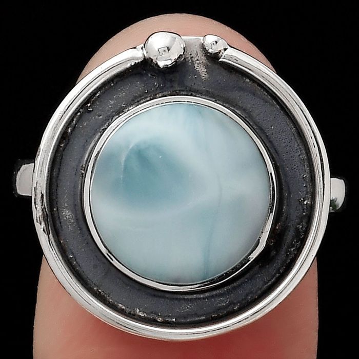 Natural Larimar (Dominican Republic) Ring size-8 SDR123776 R-1168, 11x11 mm