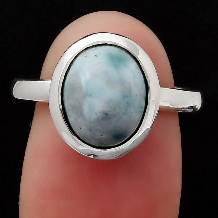 Natural Larimar (Dominican Republic) Ring size-7.5 SDR124156 R-1004, 8x10 mm