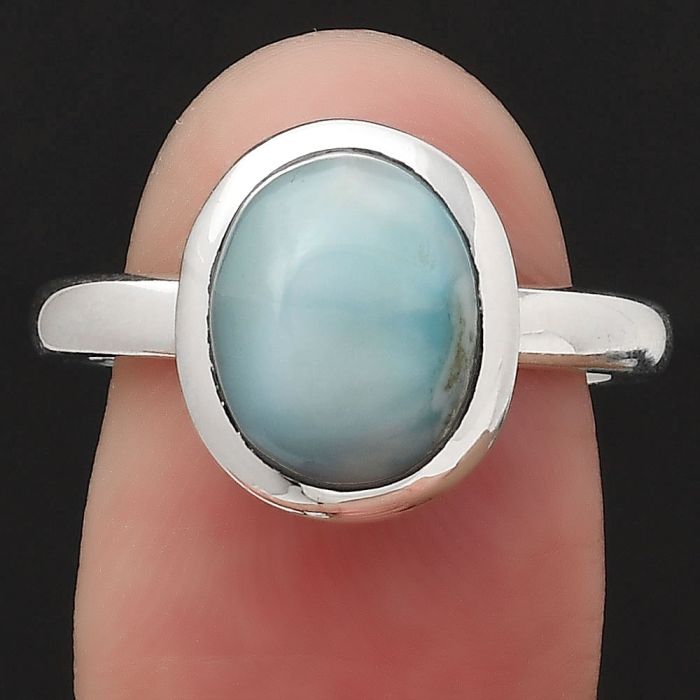 Natural Larimar (Dominican Republic) Ring size-8 SDR124194 R-1004, 9x11 mm