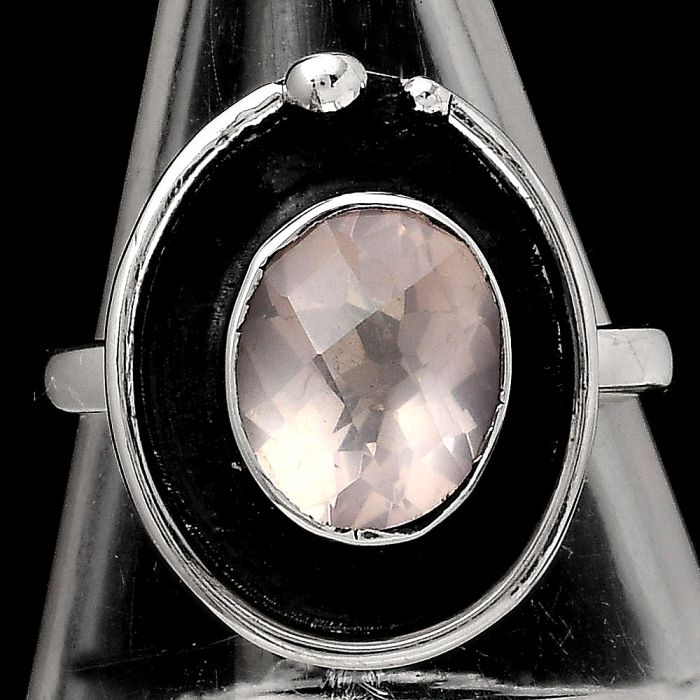 Faceted Rose Quartz - Madagascar Ring size-7 SDR124270 R-1168, 8x10 mm