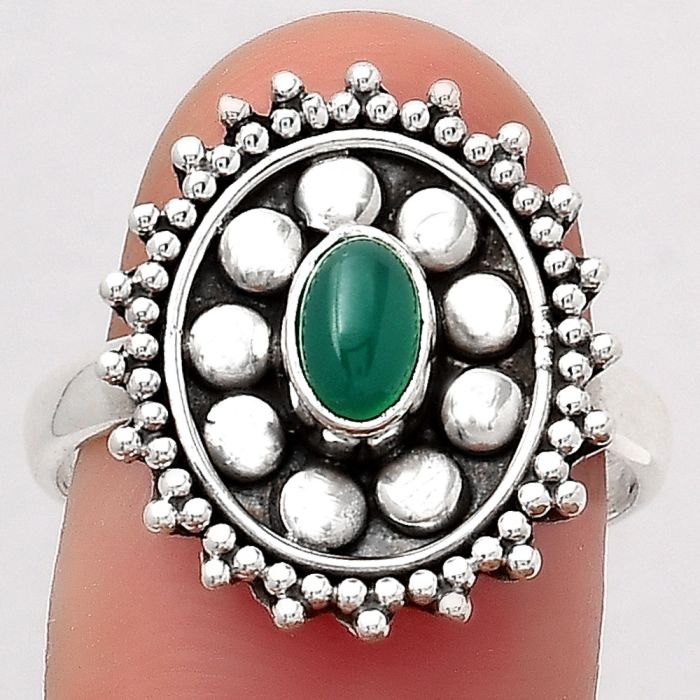 Natural Green Onyx Ring size-8 SDR124633 R-1273, 4x6 mm