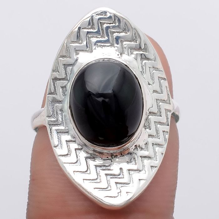 Natural Black Onyx - Brazil Ring size-7 SDR125148 R-1376, 9x11 mm