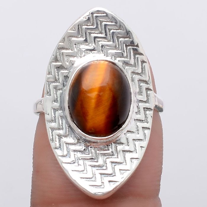 Natural Tiger Eye - Africa Ring size-7 SDR125154 R-1376, 9x11 mm