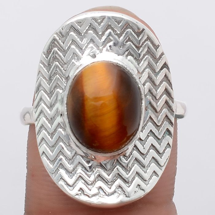 Natural Tiger Eye - Africa Ring size-9.5 SDR125158 R-1376, 9x11 mm
